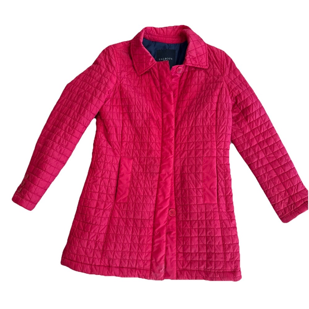Talbots S P red Quilted jacket Classic Chic Iconic Excellent Wow‎